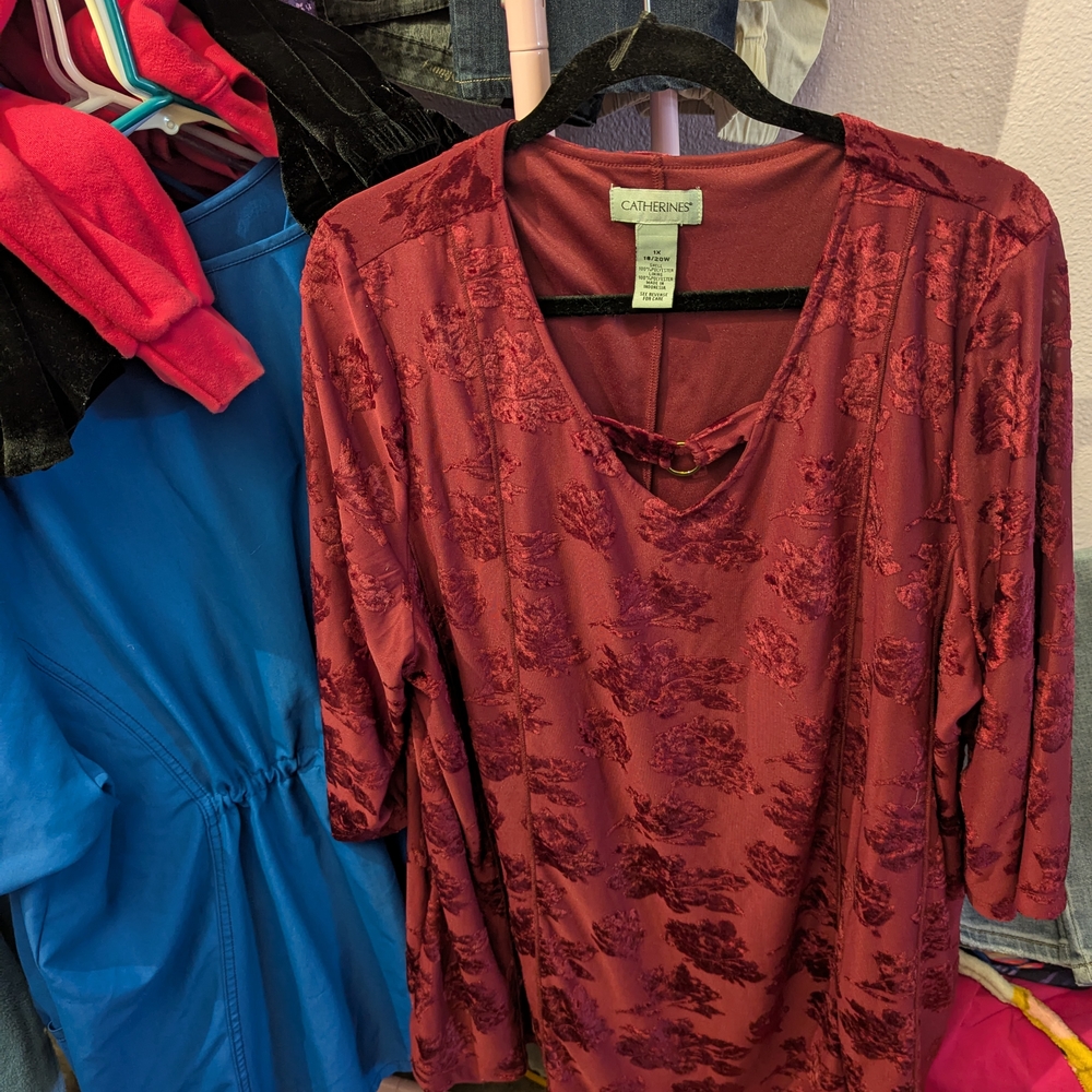 Catherines Red Floral Top